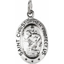 Sterling Silver 24x16 mm Oval St. Christopher Pendant