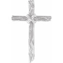 Sterling Silver 50.75x32.25 mm Woodgrain Cross Pendant