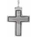 Sterling Silver 26x16.5 mm Cross Ash Holder 18" Necklace