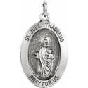 Sterling Silver 19x13.5 mm Oval St. Jude Thaddeus Medal