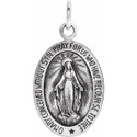 Sterling Silver 30x20 mm Oval Miraculous Medal Only