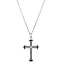Sterling Silver 25x15.75 mm Enameled Cross 18" Necklace