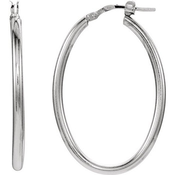 Sterling Silver 24x34 mm Oval Tube Hoop Earrings