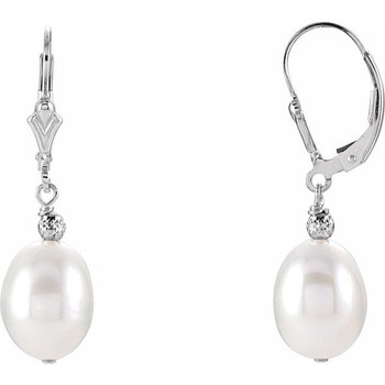 Sterling Silver 9-9.5 mm Freshwater Cultured Pearl Earrings