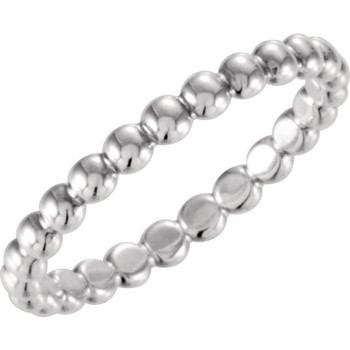 Sterling Silver 2.5 mm Beaded Stackable Ring Size 6