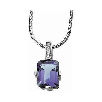 Sterling Silver Amethyst & Cubic Zirconia 18" Necklace