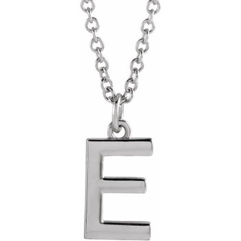 Sterling Silver Initial E Dangle 18" Necklace