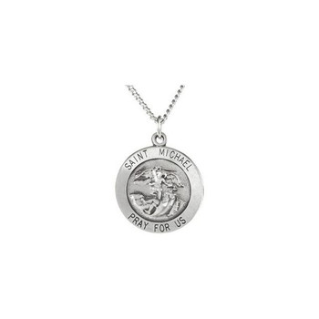 Sterling Silver 18 mm St. Michael Medal Necklace