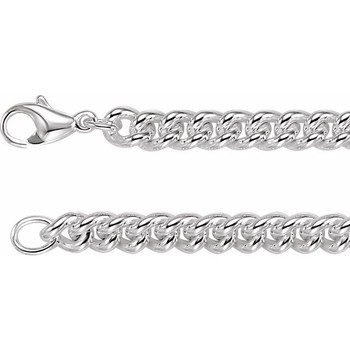 Sterling Silver 8 mm Curb 18" Chain