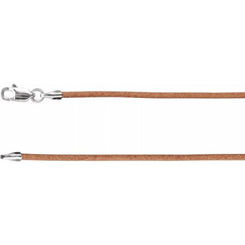 Sterling Silver 1.5 mm Natural Leather 18" Cord