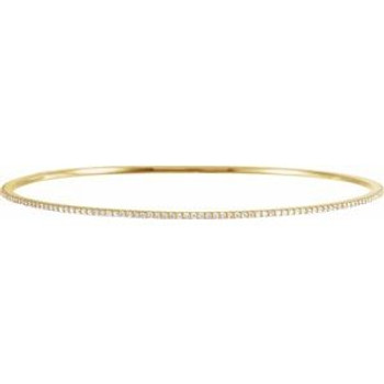 14K Yellow 1 CTW Natural Diamond Stackable Bangle 8" Bracelet