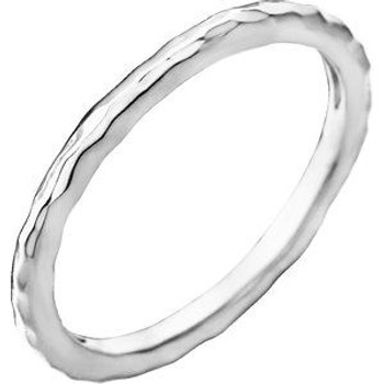 14K White 2 mm Hammered Stackable Ring Size 5