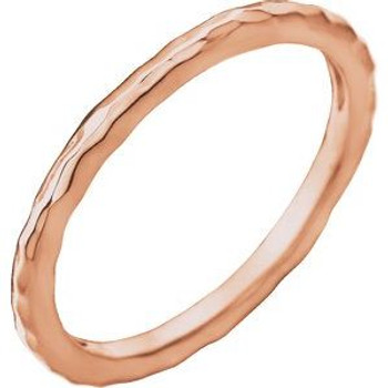 14K Rose 2 mm Hammered Stackable Ring Size 5