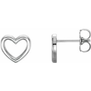 Sterling Silver 8.7x8 mm Heart Earrings