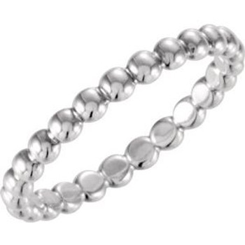 14K White 2.5 mm Stackable Bead Ring Size 5
