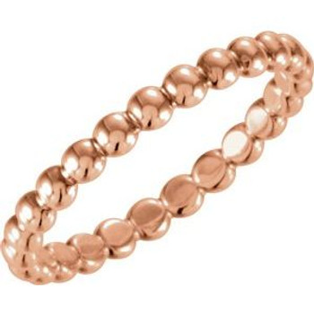 14K Rose 2.5 mm Stackable Bead Ring Size 5
