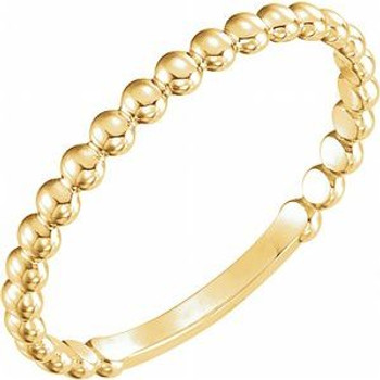 14K Yellow 2 mm Stackable Bead Ring