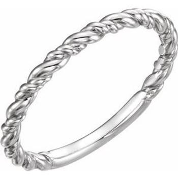 14K White Stackable Rope Ring