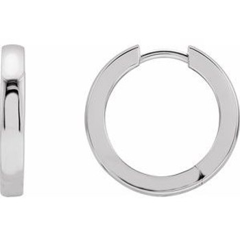 14K White 18 mm Hinged Hoop Earrings