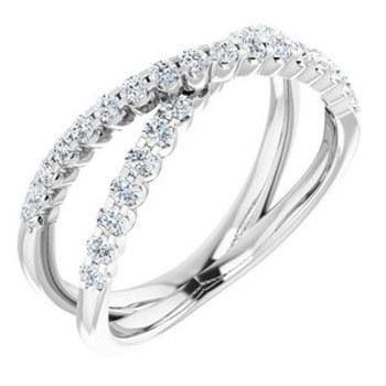14K White 1/2 CTW Natural Diamond Criss-Cross Ring