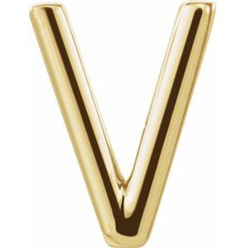 14K Yellow Single Initial V Earring