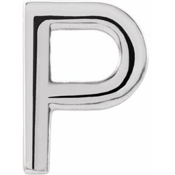 Sterling Silver Single Initial P Earring