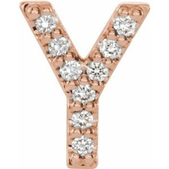 14K Rose .04 CTW Natural Diamond Single Initial Y Earring