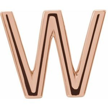 14K Rose Single Initial W Earring
