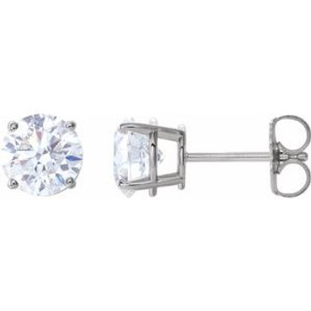14K White 2 CTW Natural Diamond Stud Earrings with Friction Post