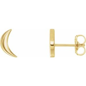 14K Yellow Crescent Moon Earrings