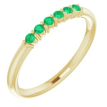 14K Yellow Natural Emerald Stackable Ring