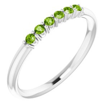 14K White Natural Peridot Stackable Ring