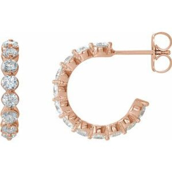 14K Rose 16.5 mm 1 3/8 CTW Natural Diamond Huggie Earrings