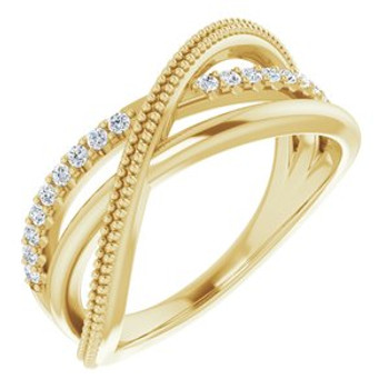 14K Yellow 1/5 CTW Natural Diamond Criss-Cross Ring