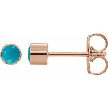 14K Rose Natural Turquoise Bezel-Set Earrings