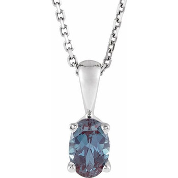 Sterling Silver Oval Gemstone Necklace