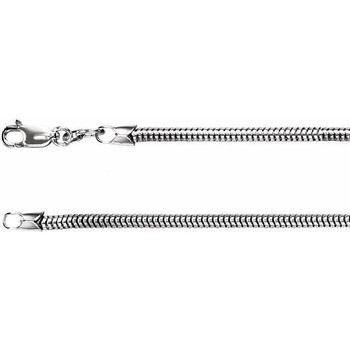 Sterling Silver 2.5 mm Round Snake 7" Chain