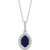 Sterling Silver Oval Gemstone & Diamond Necklace