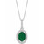 Sterling Silver Oval Gemstone & Diamond Necklace