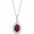 Sterling Silver Oval Gemstone & Diamond Necklace