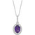 Sterling Silver Oval Gemstone & Diamond Necklace