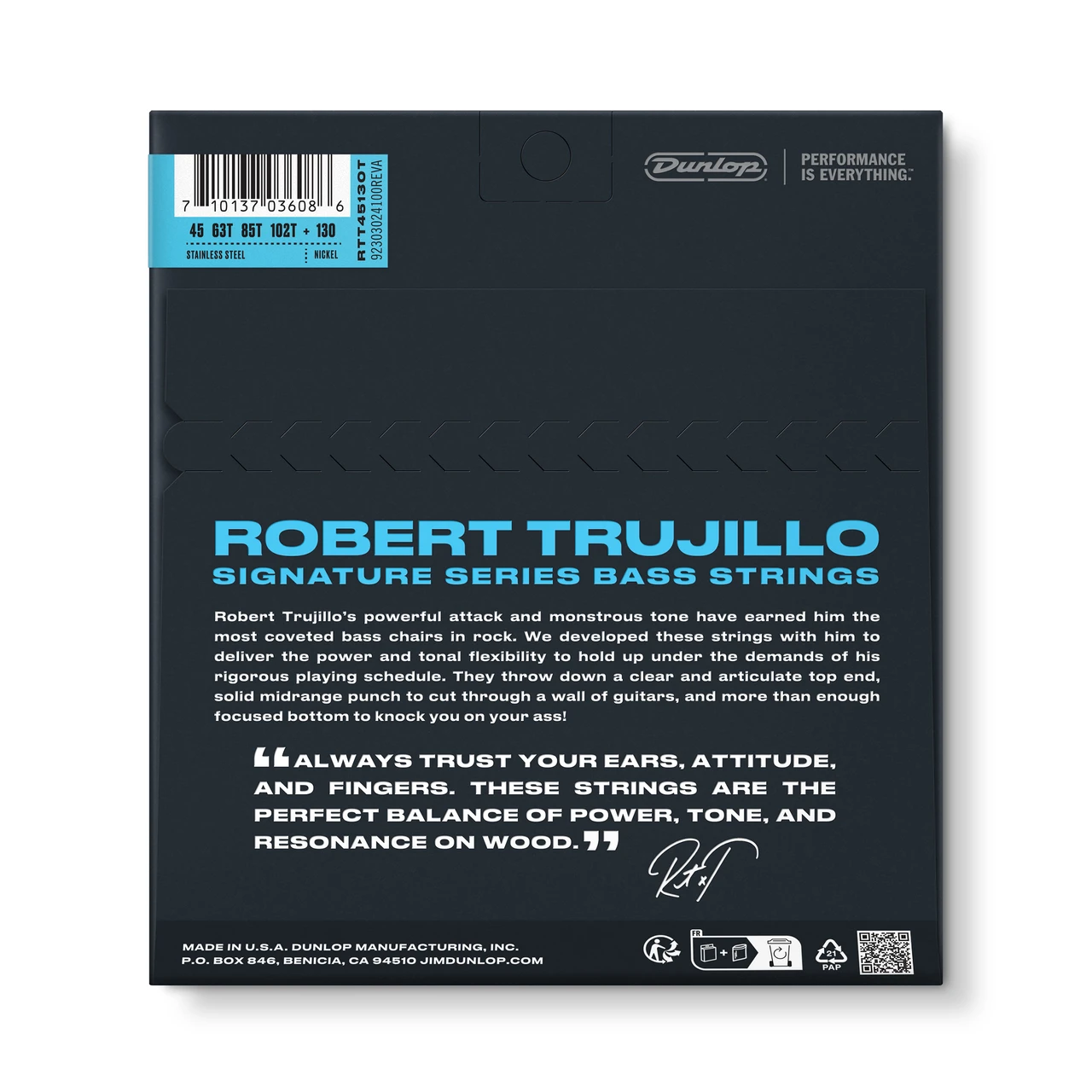STRING LAB SERIES ROBERT TRUJILLO STAINLESS STEEL TAPERED BASS STRINGS 45-130 RTT45130T image 2.