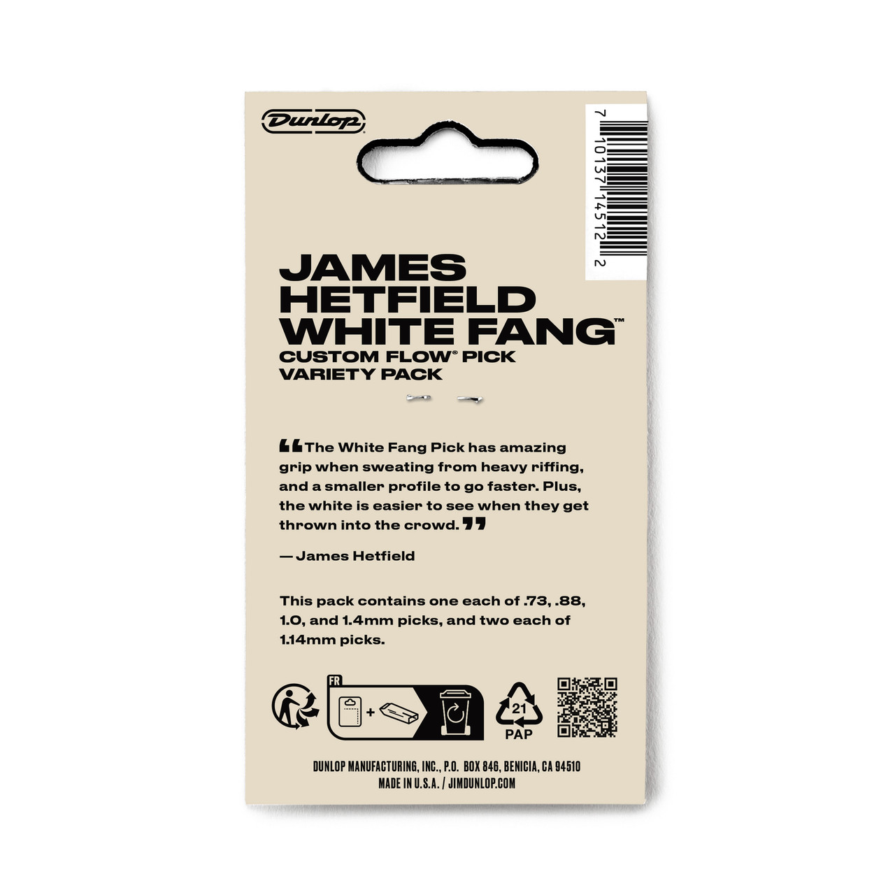 HETFIELD'S WHITE FANG™ CUSTOM FLOW® PICK VARIETY PACK - 6 PACK