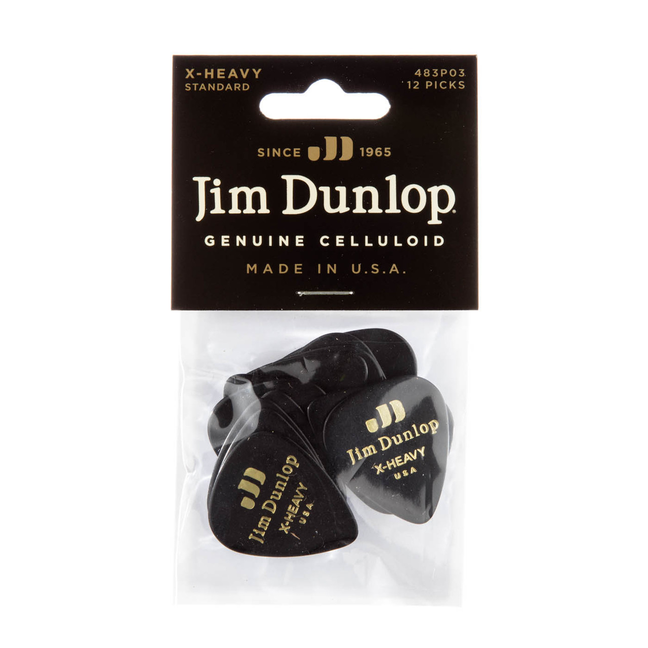 CELLULOID BLACK PICK EXTRA HEAVY - Dunlop
