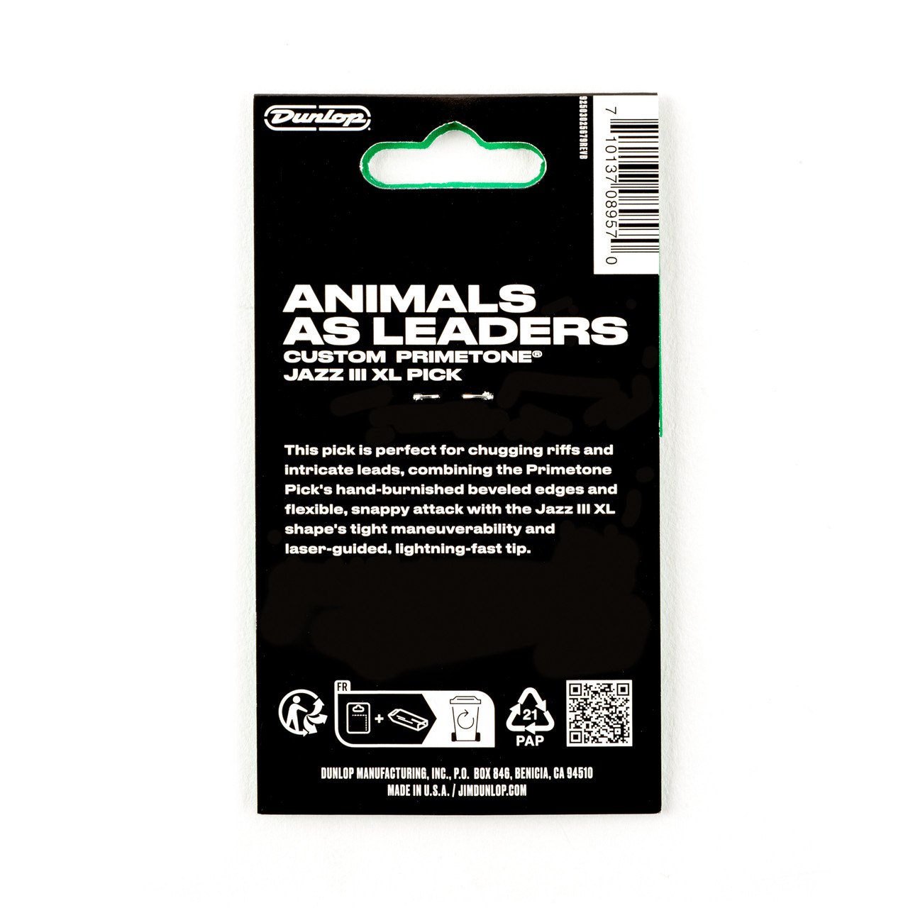 Lot De 6 Médiators Dunlop Tortex Jazz III XL 0,73 Mm - Edition Animals As Leaders (Noir)