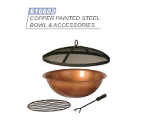 Hanamit Copper Pinted Fire Pit Steel Bowl and Accessories