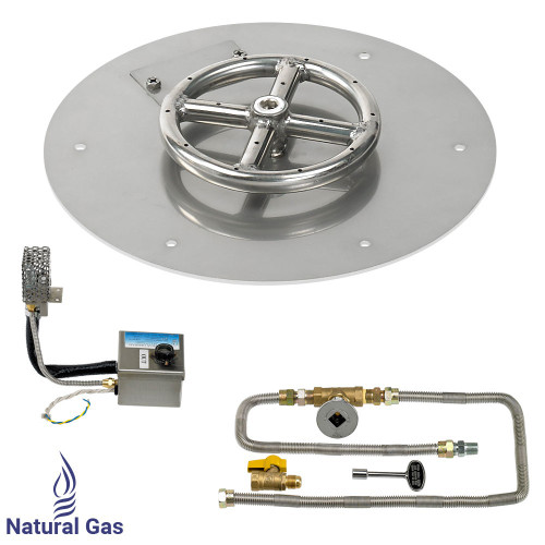 American Fireglass 12" Round Stainless Steel Flat Pan with S.I.T. System (6" Ring) - Natural Gas