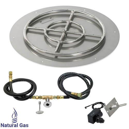 American Fireglass 24" Round Flat Pan with Spark Ignition Kit (18" Ring) - Natural Gas