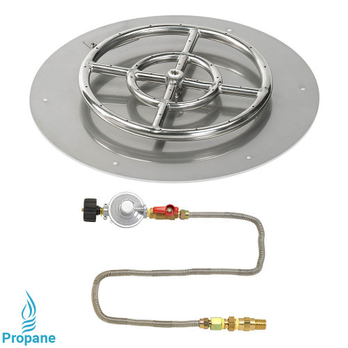 American Fireglass 18" Round Flat Pan with Match Light Kit (12" Ring) - Propane