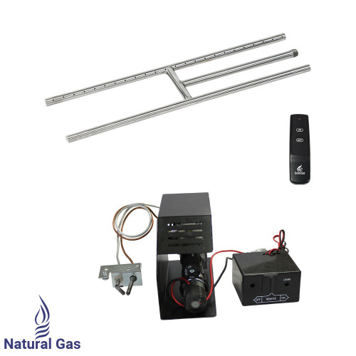 American Fireglass 24" Stainless Steel H-Style Burner w/ Remote ON/OFF Safety Pilot - Natural Gas